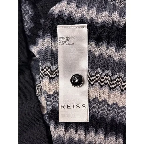 REISS Knit Shirt Small Mens Gibbon Chevron Cuban Camp Collar Resort Button Down - Picture 8 of 9